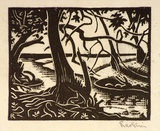 Artist: Hawkins, Weaver. | Title: (Trees) | Date: 1934 | Technique: woodcut, printed in black ink, from one block | Copyright: The Estate of H.F Weaver Hawkins