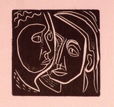 Artist: Barwell, Geoff. | Title: (Two Heads). | Date: (1955) | Technique: linocut, printed in black ink, from one block