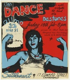 Artist: WORSTEAD, Paul | Title: Bop Dance with Walgett's top band the  Destones ... Settlement, 17 Edwards Street Chippendale | Date: 1978 | Technique: screenprint, printed in colour, from three stencils | Copyright: This work appears on screen courtesy of the artist