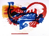 Artist: Petty, Bruce. | Title: not titled [blue and red figures colliding] | Date: 1970 | Technique: lithograph, printed in colour, from multiple plates