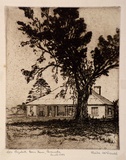 Artist: McDonald, Sheila. | Title: Elizabeth Farm house, Parramatta | Date: 1932 | Technique: etching, aquatint, printed in brown ink with plate-tone
