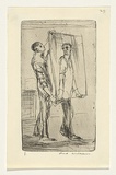 Artist: WILLIAMS, Fred | Title: At the picture framers. Number 1 | Date: 1955-56 | Technique: etching and drypoint, printed in black with plate-tone ink, from one copper plate | Copyright: © Fred Williams Estate