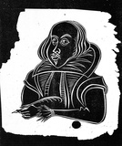 Artist: Barwell, Geoff. | Title: (William Shakespeare). | Date: (1955) | Technique: linocut, printed in black ink, from one block