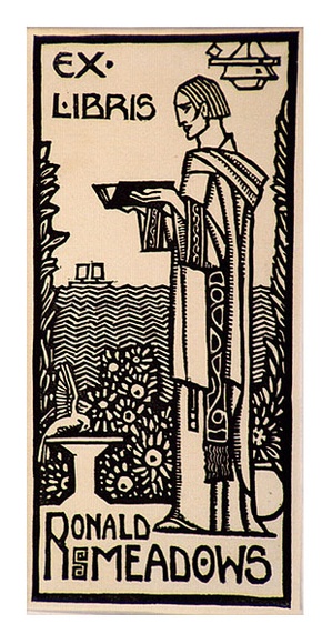 Artist: Waller, Christian. | Title: Bookplate: Ronald Meadows | Date: c.1932 | Technique: linocut, printed in black ink, from one block