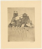 Artist: Rawling, Charles W. | Title: North Mine poppet head | Date: 1925 | Technique: etching, printed in black ink with plate-tone