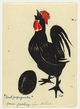 Artist: Bell, George.. | Title: (Cock and football). | Technique: linocut, printed in colour, from multiple blocks