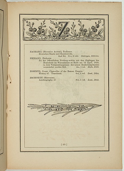 Title: Z [zichya la trobeana]. | Date: 1861 | Technique: wood-engraving, printed in black ink, from one block