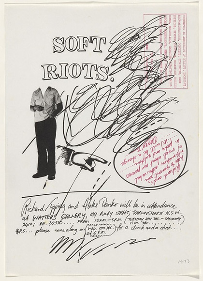 Artist: TIPPING, Richard | Title: Soft Riots [Richard Tipping and Aleks Danko], Watters Gallery, Sydney. | Date: 1973