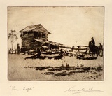 Artist: Bull, Norma C. | Title: Farm life. | Date: c.1933 | Technique: etching and aquatint, printed in brown ink, from one plate