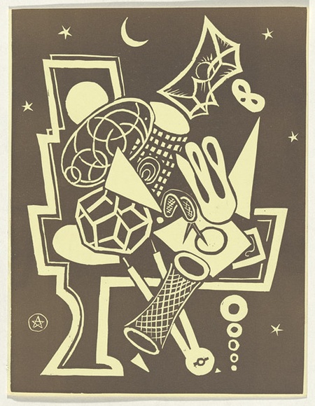 Artist: POWER, John Wardell | Title: L'homme calculateur | Date: 1939 | Technique: linocut, printed in brown ink, from one block Artist: POWER, John Wardell | Title: L'homme calculateur | Date: 1939 | Technique: linocut, printed in brown ink, from one block