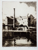 Artist: Glover, Allan. | Title: The riverside mill | Date: 1927 | Technique: etching, printed in brown ink, from one plate