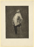 Artist: WILLIAMS, Fred | Title: One legged man | Date: 1954-55 | Technique: etching, deep etch, aquatint and engraving, printed in black ink, from one zinc plate | Copyright: © Fred Williams Estate