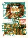 Artist: WICKS, Arthur | Title: Warrior | Date: 1967 | Technique: lithograph, printed in colour, from multiple stones [or plates]