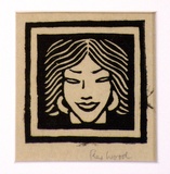 Artist: Wood, Rex. | Title: (Laughing woman) | Date: c.1934 | Technique: linocut, printed in black ink, from one block