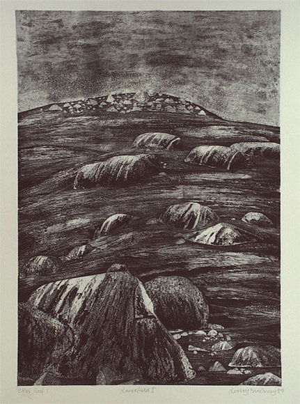 Artist: Duxbury, Lesley. | Title: Lancefield I | Date: 1989 | Technique: softground etching and aquatint, printed in black ink, from one plate