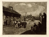 Artist: LINDSAY, Lionel | Title: Old Gloucester Street, The Rocks, Sydney | Date: 1911 | Technique: mezzotint and etching, printed in brown ink, from one plate | Copyright: Courtesy of the National Library of Australia