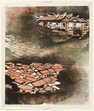 Artist: Thorpe, Lesbia. | Title: House of Taiwan | Date: 1977 | Technique: woodcut, printed in colour, from three blocks