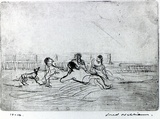 Artist: WILLIAMS, Fred | Title: Picture framers picnic | Date: 1954-66 | Technique: drypoint, etching, printed in black ink, from one brass plate | Copyright: © Fred Williams Estate