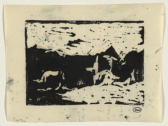 Artist: WILLIAMS, Fred | Title: Landscape, Kent | Date: c.1954 | Technique: linocut, printed in black ink, from one block | Copyright: © Fred Williams Estate