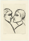 Artist: Dickerson, Robert. | Title: The meeting | Date: 2000, July | Technique: sugar-lift etching, printed in black ink, from one zinc plate