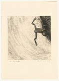 Artist: ROSE, David | Title: Frog on edge | Date: 1979 | Technique: etching, printed in black ink, from one plate