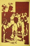 Artist: Megalo International Screenprinting Collective. | Title: Megalo shows off poster show, Bitumen River Gallery, Canberra 1983 | Date: 1983 | Technique: screenprint, printed in brown ink, from one stencil