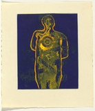Artist: SELLBACH, Udo | Title: (Target and man) | Technique: etching, printed in colour, from two plates in blue and yellow ink