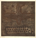 Artist: Bowen, Dean. | Title: Bed of nails | Date: 1991 | Technique: etching, printed in brown and black ink, from two plates
