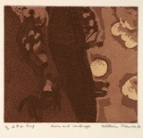 Artist: Robinson, William. | Title: Moon and landscape | Date: 1990 | Technique: etching and aquatint, printed in colour, from multiple plates