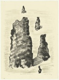 Artist: KING, Grahame | Title: Termite Castles, Arnham Land | Date: 1986 | Technique: lithograph, printed in colour, from two stones [or plates]