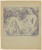 Artist: Cant, James. | Title: Leda and the swan. | Date: 1948 | Technique: cliche verre, printed in purple pigment, from one plate