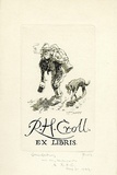 Artist: LINDSAY, Lionel | Title: Bookplate: R.H. Croll. | Date: 1943 | Technique: etching, printed in black ink, from one copper plate | Copyright: Courtesy of the National Library of Australia