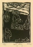 Artist: Nguyen, Tuyet Bach. | Title: Hang rong [Fruit-seller] | Date: 1990 | Technique: linocut, printed in black ink, from one block