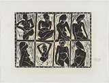 Artist: WALKER, Murray | Title: Eight studies of Sue Walker. | Date: 1964 | Technique: woodcut, printed in black ink, from one block