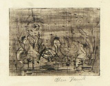 Artist: David, Allen. | Title: (Birds among grasses). | Date: (1955) | Technique: etching, printed in brown ink with plate-tone, from one plate