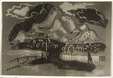 Artist: Bainbridge, John. | Title: (Man entering town with hills in background). | Date: (1939-59) | Technique: gelatin silver photograph
