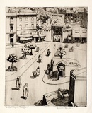 Artist: Hawkins, Weaver. | Title: Market Square, Tangier | Date: 1922 | Technique: etching, printed in black ink, from one plate | Copyright: The Estate of H.F Weaver Hawkins