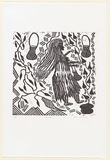 Artist: WILFRED, Rex | Title: Wirrikul-traditional woman | Date: c.2001 | Technique: linocut, printed in black ink, from one block