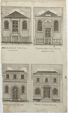 Artist: Carmichael, John. | Title: Wesleyan Chapel / Friends Meeting House / East Court House / West Court House. | Date: 1838 | Technique: engraving, printed in black ink, from one copper plate