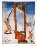 Artist: Fransella, Graham. | Title: Guillotine. | Date: 1984 | Technique: etching, aquatint and roulette printed in colour | Copyright: Courtesy of the artist