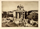 Artist: LINDSAY, Lionel | Title: San Lorenzo in the Forum, Rome | Date: 1928 | Technique: drypoint, printed in brown ink with plate-tone, from one plate | Copyright: Courtesy of the National Library of Australia