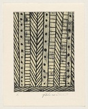 Artist: Wonaeamirri, Pedro. | Title: not titled [geometric design consisting of striped and spotted columns] | Date: 2000, February | Technique: etching, printed in black and cream in intaglio and relief, from one plate | Copyright: © Pedro Wonaeamirri, Jilamara Arts and Craft