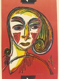 Artist: David, Allen. | Title: Head. | Date: 1954 | Technique: linocut, printed in colour, from four blocks