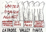 Artist: Wonderful Art Nuances Club. | Title: La Trobe Valley power. (Poster supporting SEC maintenance workers' strike, La Trobe Valley, Victoria, 1977). | Date: (1977) | Technique: screenprint, printed in colour, from two stencils