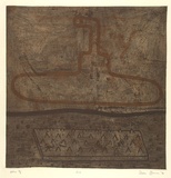 Artist: Bowen, Dean. | Title: Sub | Date: 1991 | Technique: etching, printed in brown, ochre and black ink, from three plates