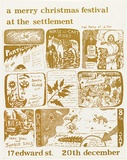 Artist: WORSTEAD, Paul | Title: A Merry Christmas festival at the Settlement | Date: 1975 | Technique: screenprint | Copyright: This work appears on screen courtesy of the artist