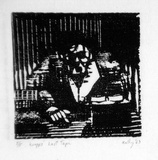 Artist: Kelly, William. | Title: Krapp's last tape | Date: 1963 | Technique: woodcut | Copyright: © William Kelly