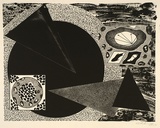 Artist: Wickham, Stephen. | Title: not titled [circles, arrows and triangles] | Date: 1986 | Technique: lithograph, printed with black ink, from one stone | Copyright: Stephen Wickham is represented by Australian Galleries Works on paper Sydney & Stephen McLaughlan Gallery, Melbourne
