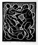 Artist: Hawkins, Weaver. | Title: Football struggle | Date: 1962 | Technique: linocut, printed in black ink, from one block | Copyright: The Estate of H.F Weaver Hawkins