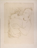 Artist: MACQUEEN, Mary | Title: Mother and child [recto] | Date: c.1961 | Technique: lithograph, printed in yellow ink, from one plate | Copyright: Courtesy Paulette Calhoun, for the estate of Mary Macqueen